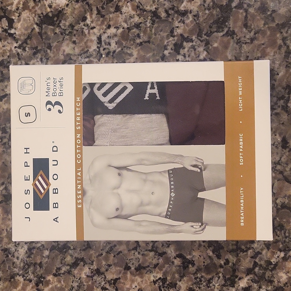 Joseph Abboud 3 mens boxer briefs new essential cotton stretch 95% cotton 5% spa